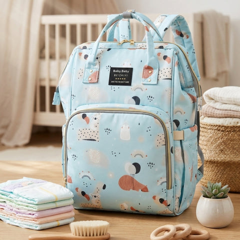 Waterproof Diaper Backpack - Green Cartoon