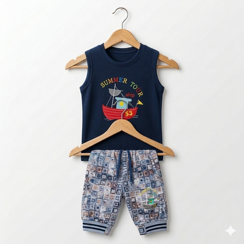 Sleeveless Shirt & Short - Ship - Blue