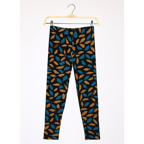 Velvet Tights Flower Green And Brown