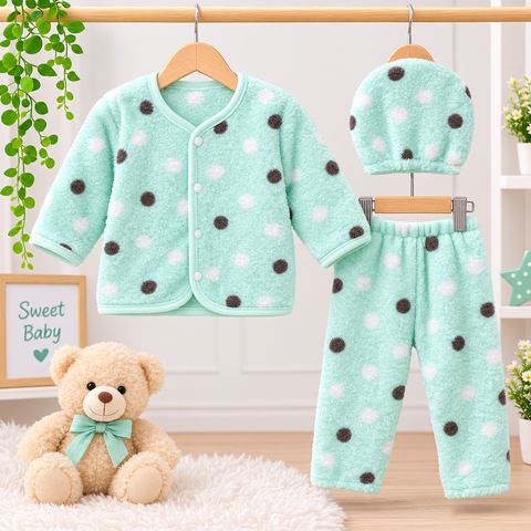 Winter Night Suit With Cap - Circle Green