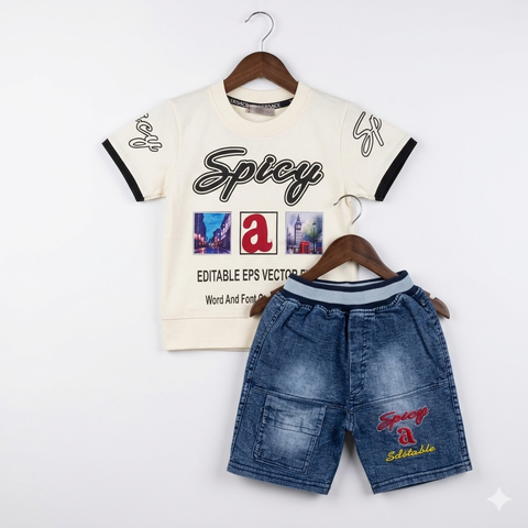 T.Shirt & Nicker - Light Yellow - Spicy