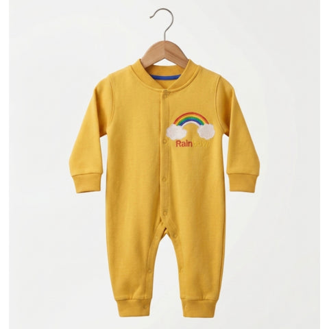 Fleece Baby Romper - Rainbow - Mustard