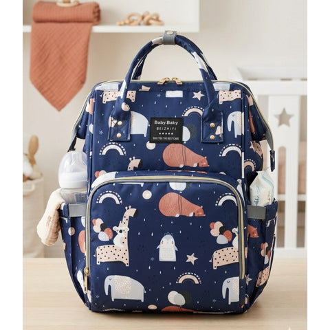 Waterproof Diaper Backpack - Blue Cartoon