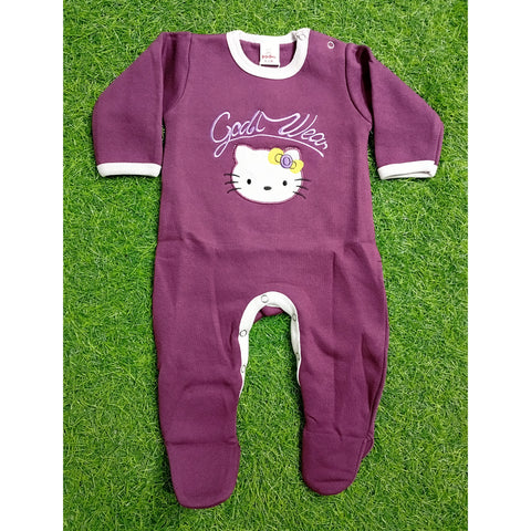Fleece Baby Romper - Cartoon - Purple