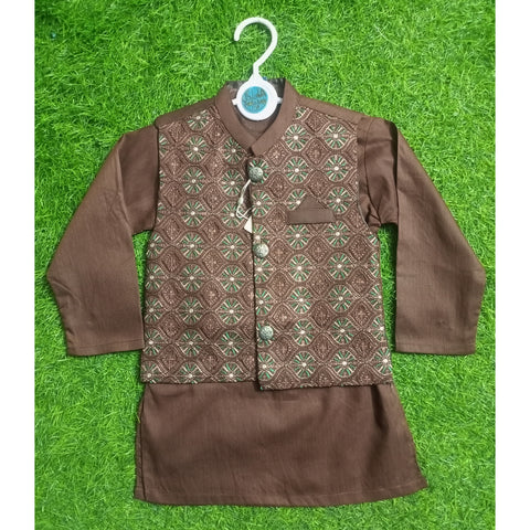 3 Pieces - Kameez Shalwar with Embroidered Waistcoat - K1