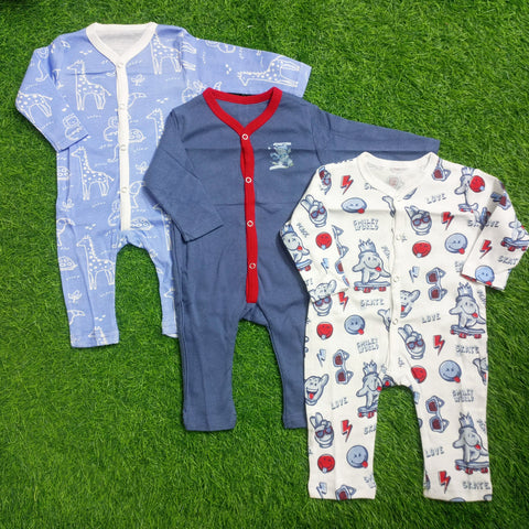 Pack of 3 Baby Rompers - 25 - Design 9