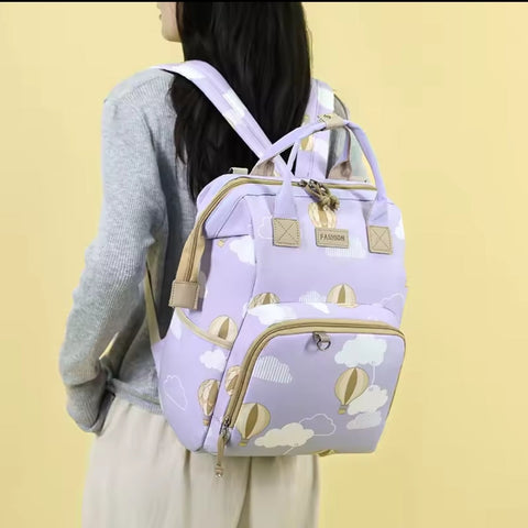 Waterproof Diaper Backpack - Purple Rainbow