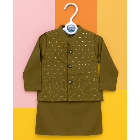 3 Pieces - Kameez Shalwar with Embroidered Waistcoat - K24-35