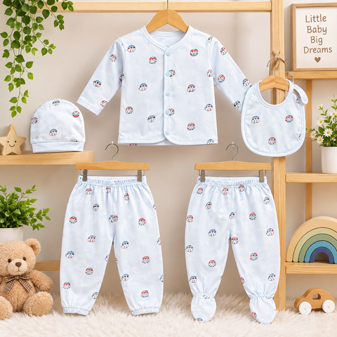 5 Pieces Baby Gift Set - Blue Cartoon