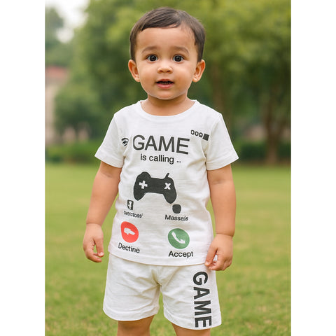 T-Shirt With Short  - White Game