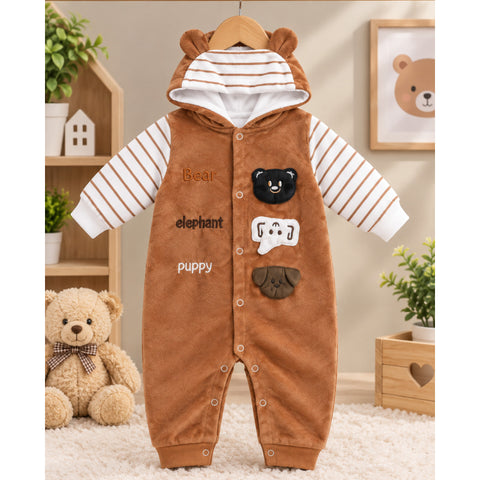 Hooded Baby Romper - Little Born - Peach