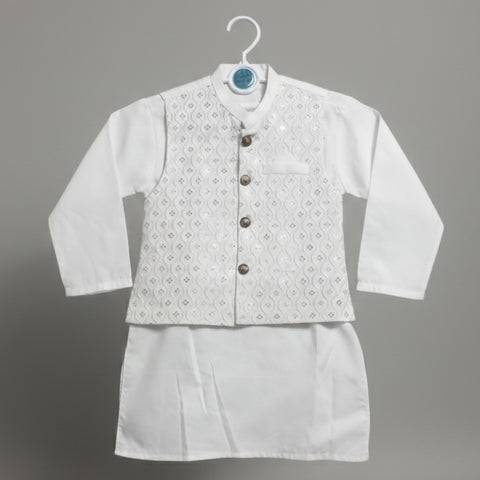 3 Pieces - Kameez Shalwar with Embroidered Waistcoat - K32