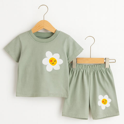 T-Shirt With Short  - Flowers