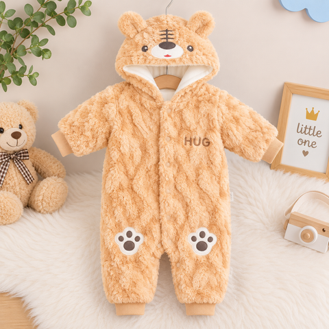 Hooded Baby Romper - Little Born - Peach