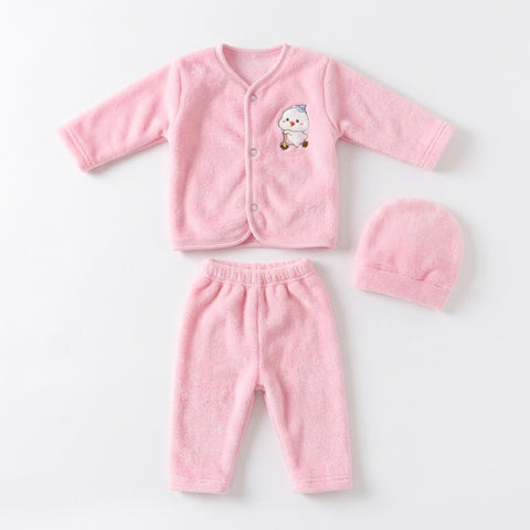 Winter Night Suit With Cap - Pink