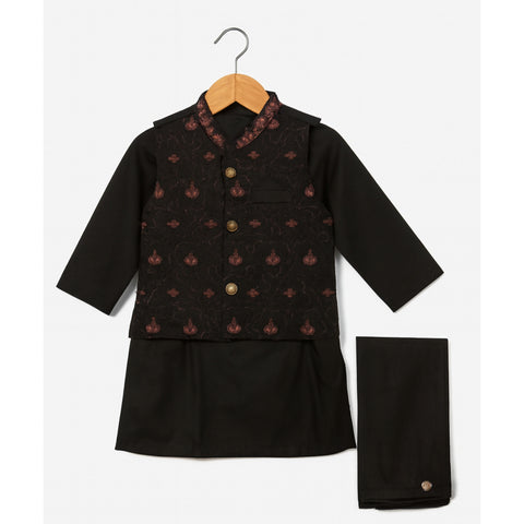 3 Pieces - Kameez Shalwar with Embroidered Waistcoat - K2