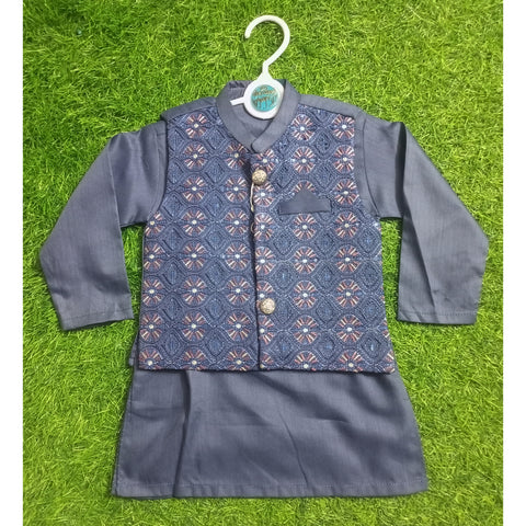 3 Pieces - Kameez Shalwar with Embroidered Waistcoat - K1