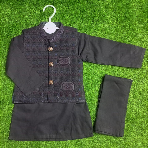 3 Pieces - Kameez Shalwar with Embroidered Waistcoat - K29