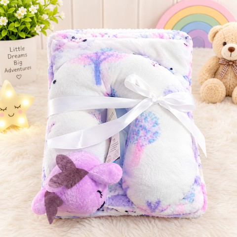 Imported Super Soft Baby Blanket with Neck Pillow