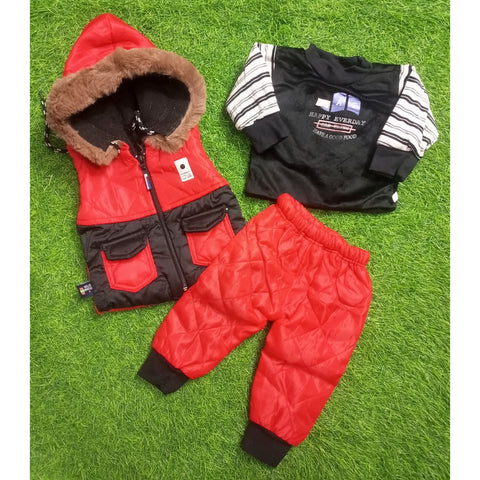 Winter - 3 Pieces Baby Suit - Red