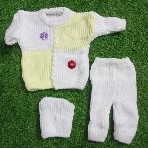 Wool Shirt & Trouser with Cap - Flowers