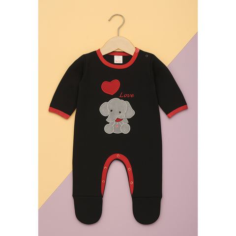 Fleece Baby Romper - Cartoon - Black