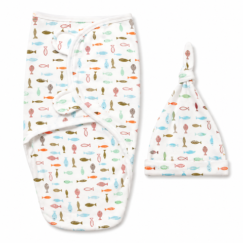 Swaddle with Cap - Fish - Design S18
