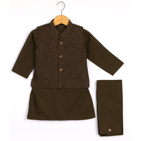 3 Pieces - Kameez Shalwar with Embroidered Waistcoat - K33