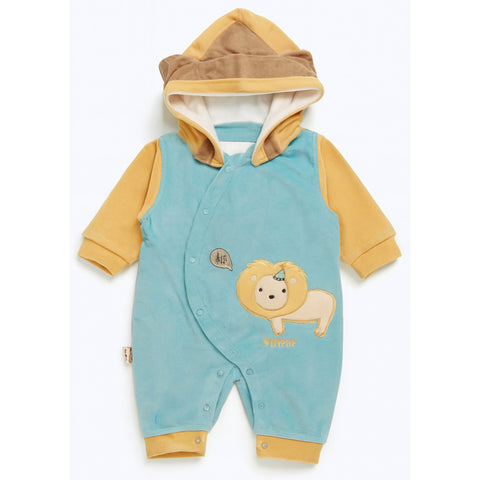 Winter - Hoodie Baby Romper - Lion Green