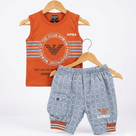 Sleeveless Shirt & Short - Club - Brown