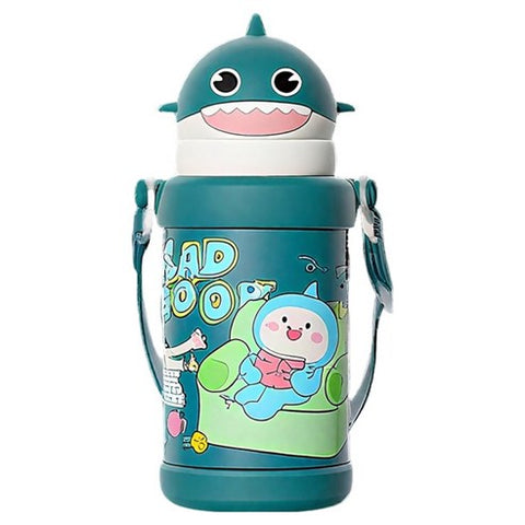 Cartoon Bottle with Straw -  500ML - Shark