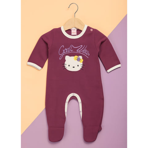 Fleece Baby Romper - Cartoon - Purple
