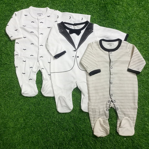 Pack of 3 Sleep Suits - Bow - SBP21