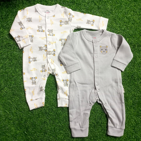 2 Piece Sleep Suits - Gray Bear