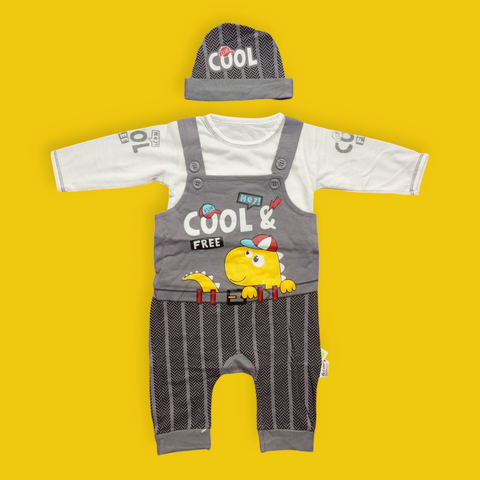 SB - Fun Romper with Cap - Cool Gray