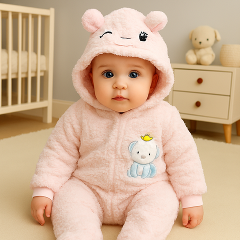 Imported Fur Romper - Elephant Pink