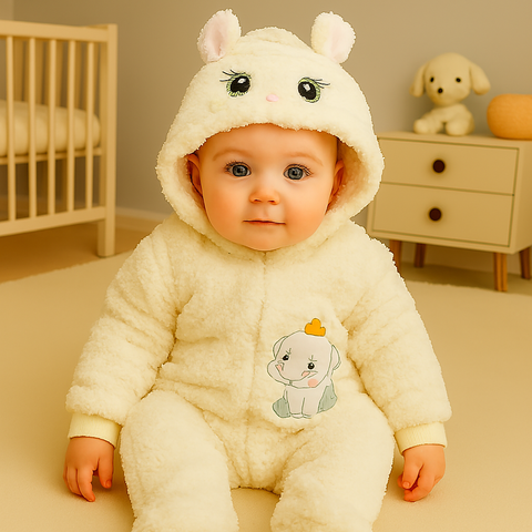 Imported Fur Romper - Elephant Yellow